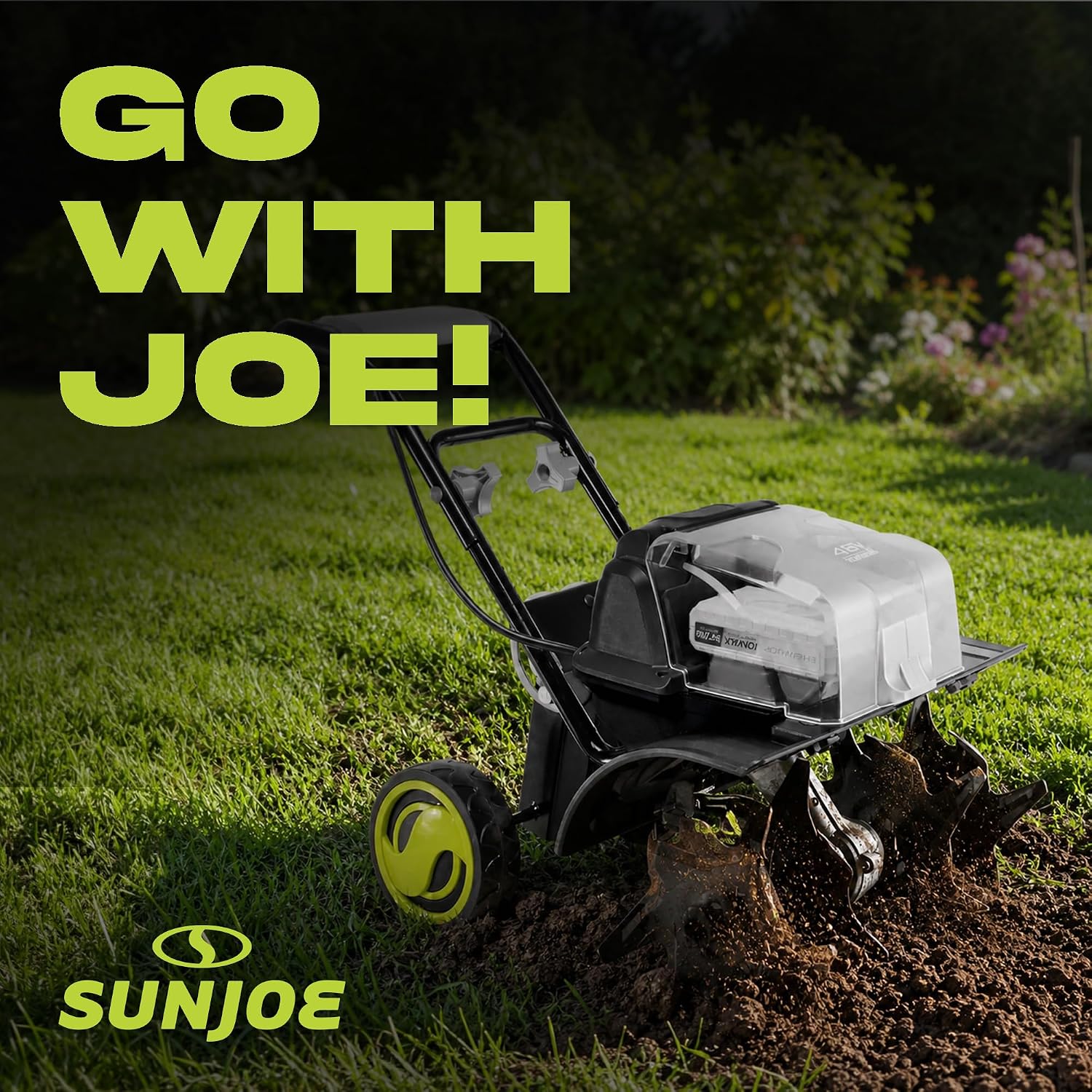 Sun Joe 24V Cordless Garden Tiller Cultivator Kit with Battery and Charger for Weeding, Soil Aeration and Prepping Plant Beds, Black, 24V-X2-TLR14