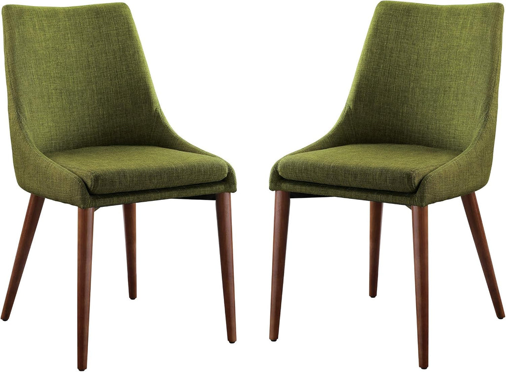 OSP Home Furnishings Palmer Mid-Century Modern Dining Chair, 2-Pack, Fabric, Green