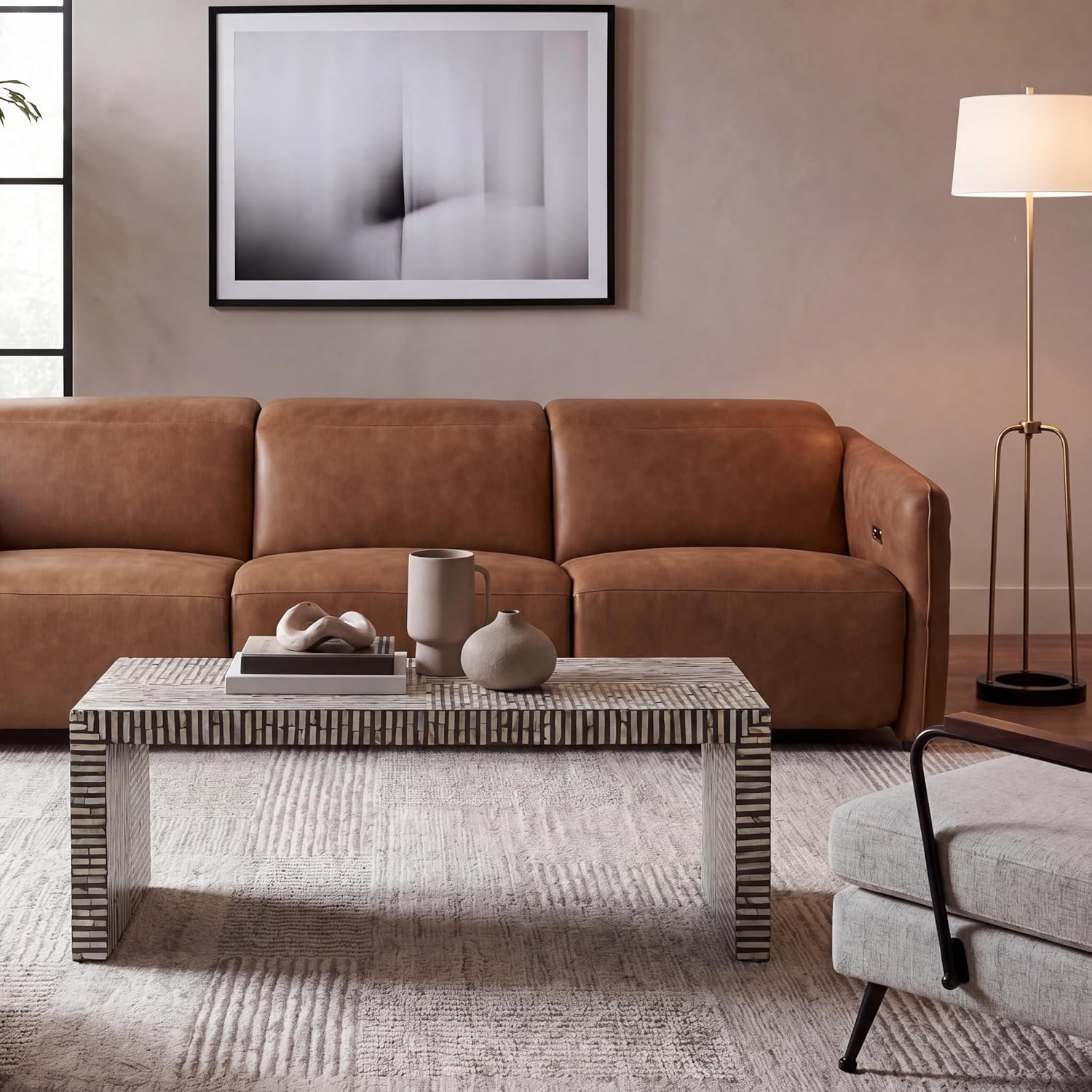 SAFAVIEH Home Collection Hamza Black Mother of Pearl Rectangle Coffee Table (Fully Assembled)