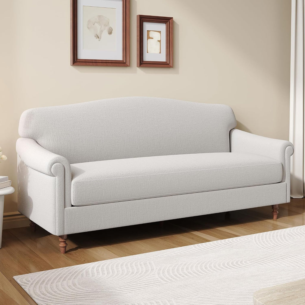 Christopher Knight Home Sola 77.5'' Modern Chenille Upholstered Loveseat Sofa with Rolled Armrest and Rubberwood Frame, 2-Seater Home Sofa Living Room, Comfy Couch for Hotel/Apartment, Light Grey