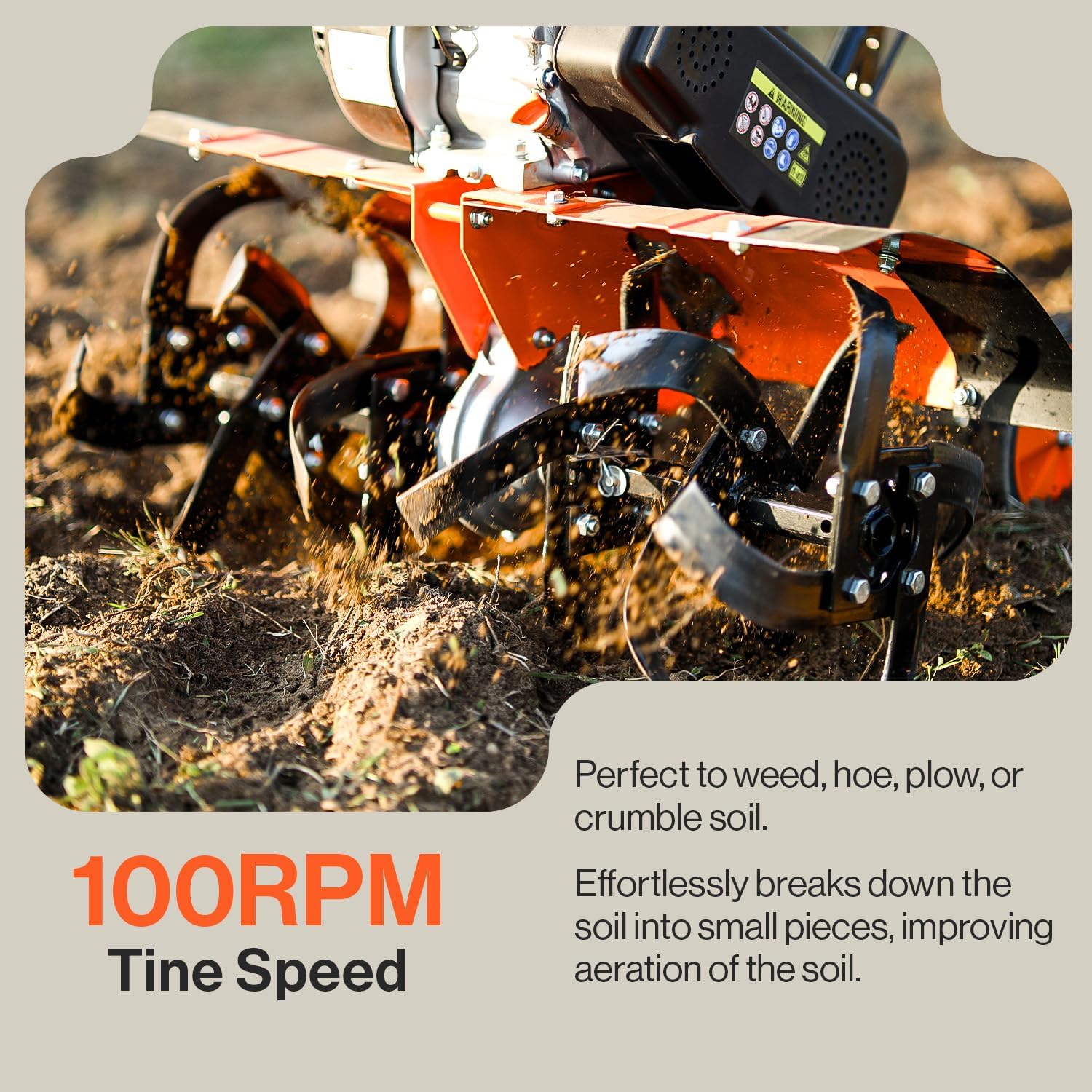 SuperHandy RotoTiller Cultivator 27' Inch Tilling Width 7HP 209cc 4 Stroke Gas Motor 6 Premium Steel Adjustable Forward Rotating Tines for Garden & Lawn, Digging, Weed Removal