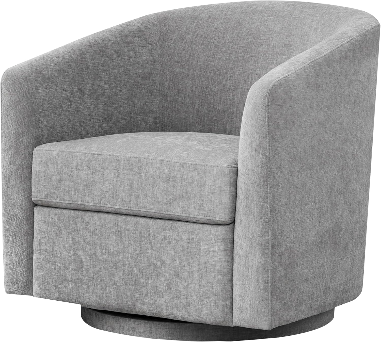 Zihanhome Chenille Swivel Accent Chair, Living Room Chairs, No Assembly Upholstered Armchair, 360°Rotating Barrel Chair for Bedroom, Apartment & Reading Nook (1, Light Grey)