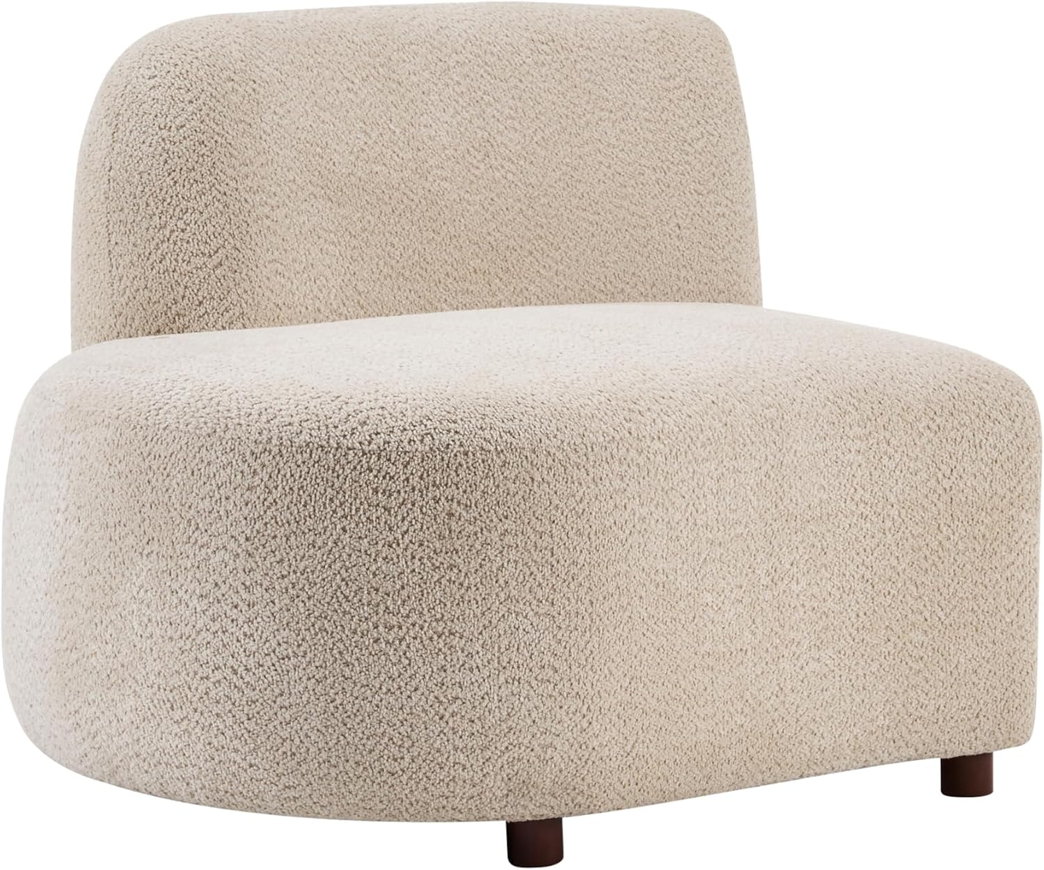 Christopher Knight Home Xata 100.75' Boucle Upholstered Sectional Sofa, Armless 3-Seater Home Sofa Living Room, Sturdy Wooden Frame Couches with Curved Design, Cloud Couch with Deep Seat, Beige