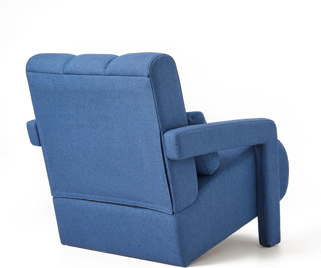 Christopher Knight Home Smyth Modern Armchair, Upholstered Accent Chair,Minimalist Lounge Chair, Cozy Seating Chair,with Linen Fabric and a Pillow, Bedroom Chair, Navy Blue