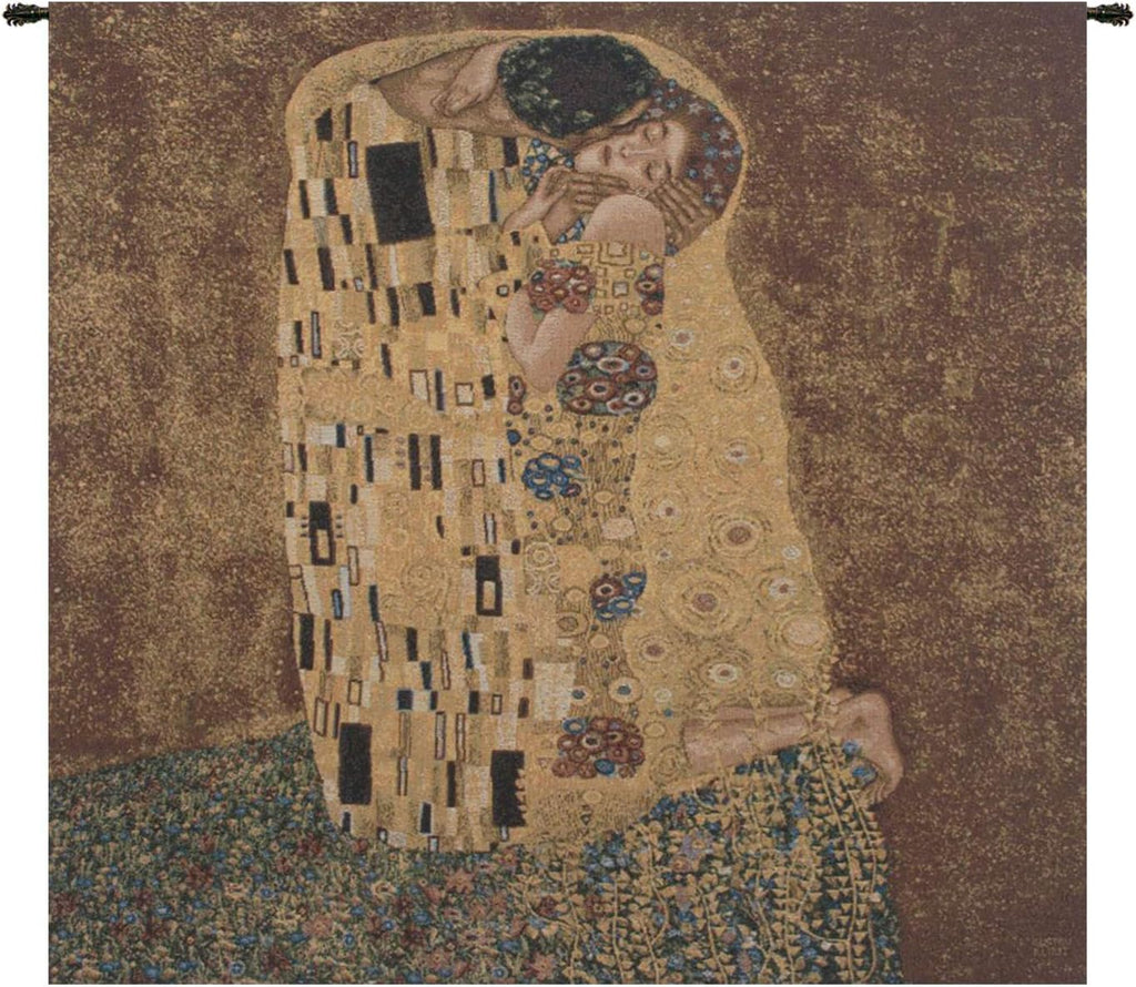 C Charlotte Home Furnishings Inc Kissed European Tapestry Wall Hanging | Viscose Cotton and Polyester Blend Wall Art | 28 in. x 28 in | Home Decor Accents | By Gustav Klimt