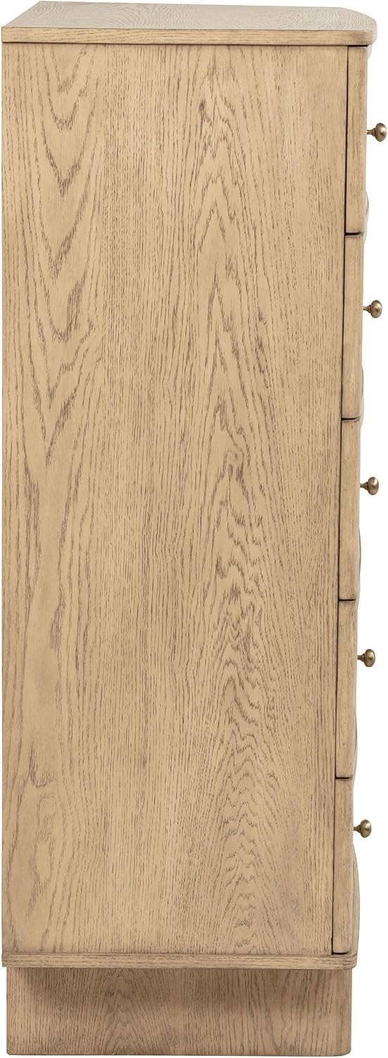 Coaster Home Furnishings - Kailani - Wood - 5-Drawer Chest with Antique Brass Hardware, Cane Fronts, Metal Extension Glides and Round Knobs - Coastal - Bedroom - Beige Oak - 225045