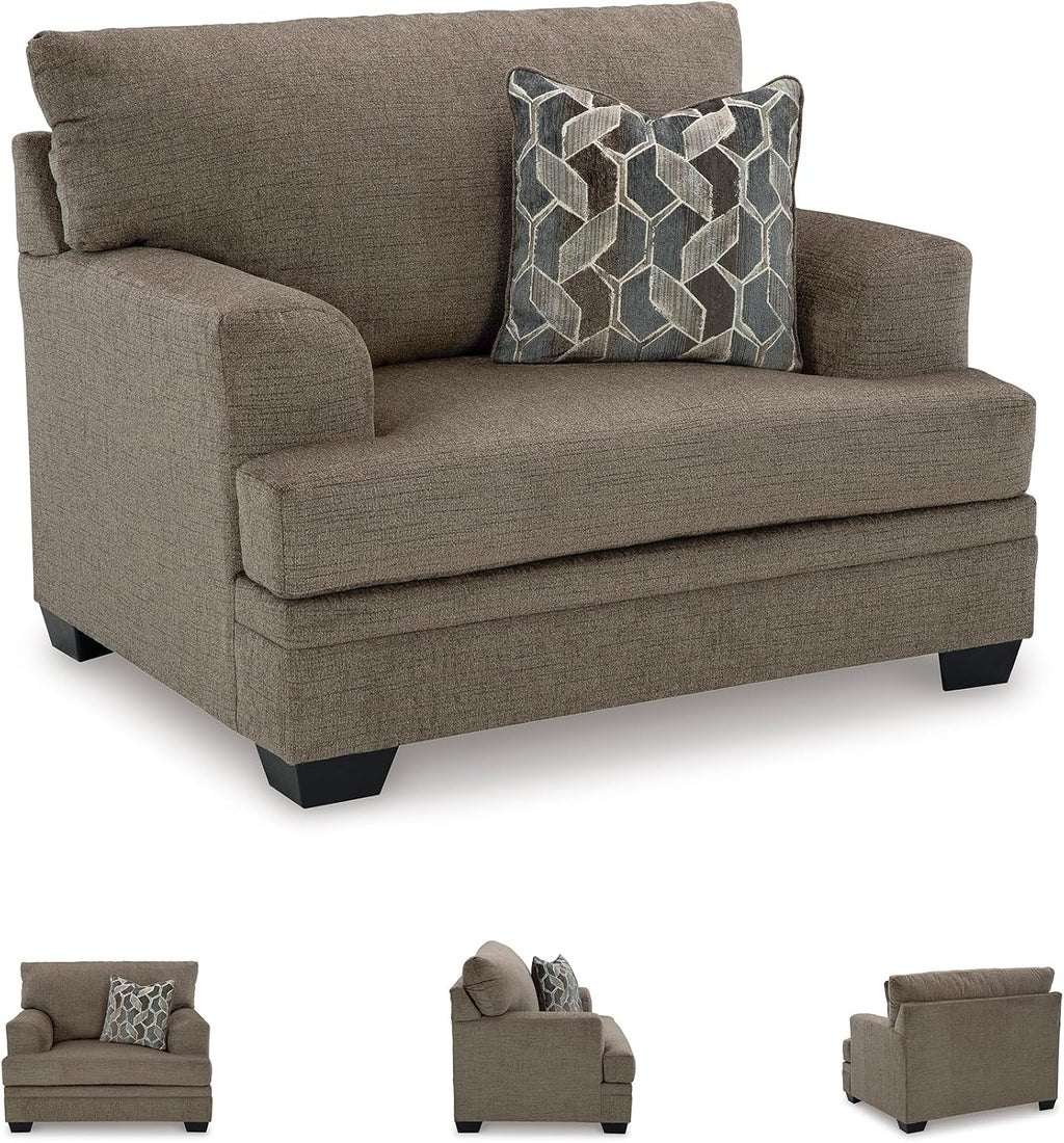 Signature Design by Ashley Stonemeade Urban Upholstered Oversized Chair with Reversible Seat Cushion, 1 Throw Pillow and Track Arms, Gray