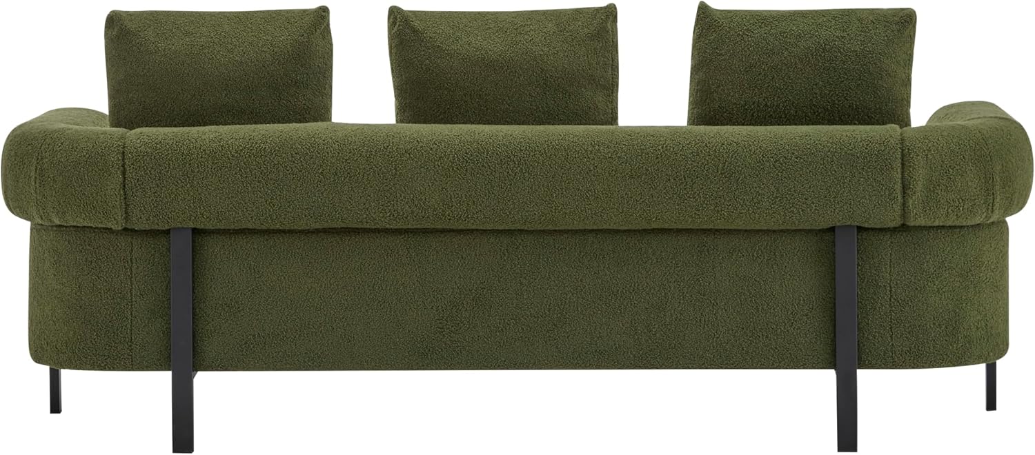 Christopher Knight Home Gilly 78' Modern Boucle Upholstered Sofa with Pillow, Oversized Comfy Cloud Couch with Wooden Frame, 3-Seater Sofa Couch for Living Room, Bedroom, Home Office, Olive Green