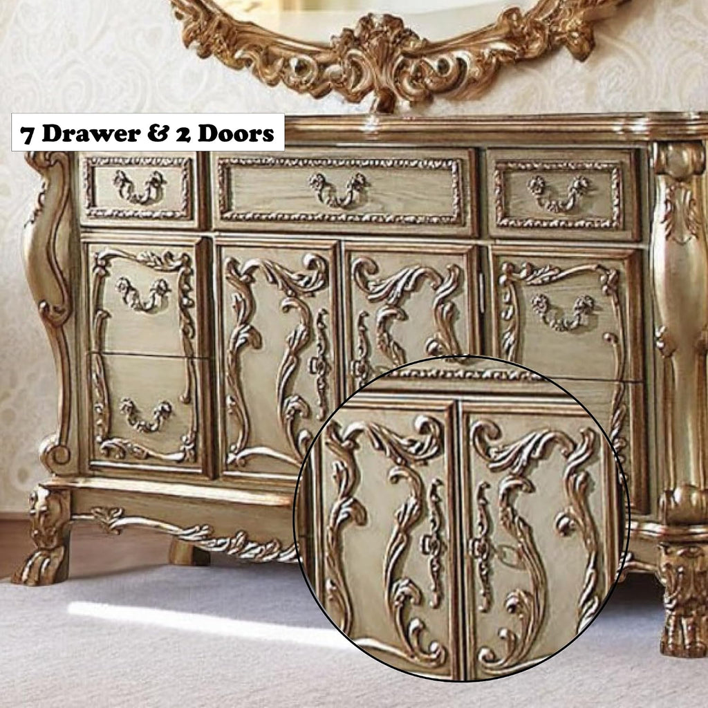 ACME Dresden Dresser/Server - - Gold Patina & Bone