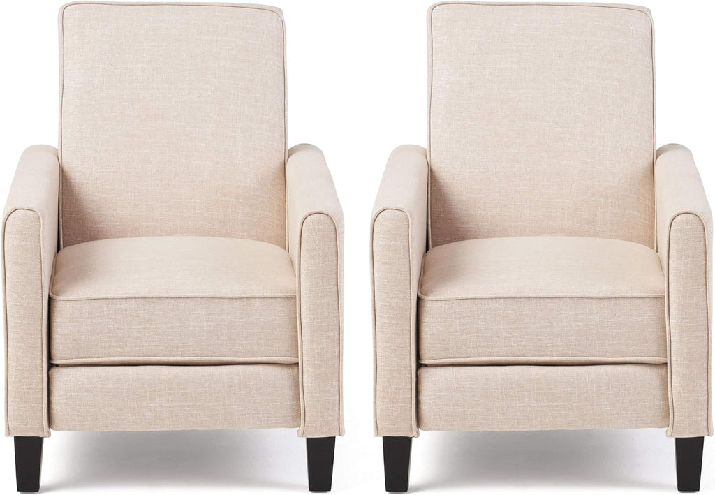 Christopher Knight Home Emmie Fabric Recliner (Set of 2), Beige, Dark Brown