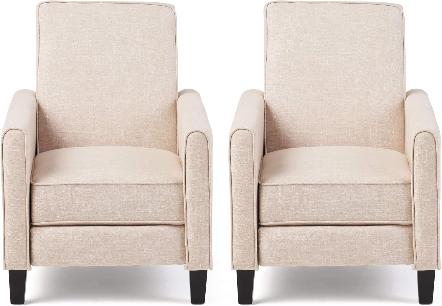 Christopher Knight Home Emmie Fabric Recliner (Set of 2), Beige, Dark Brown