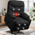Korser Power Recliner Chair with Massage and Heating, Electric Recliner Chair for Elderly and Adults, Power Lift Recliner with Remote Control and Cup Holders for Living Room, Linen Fabric, Black