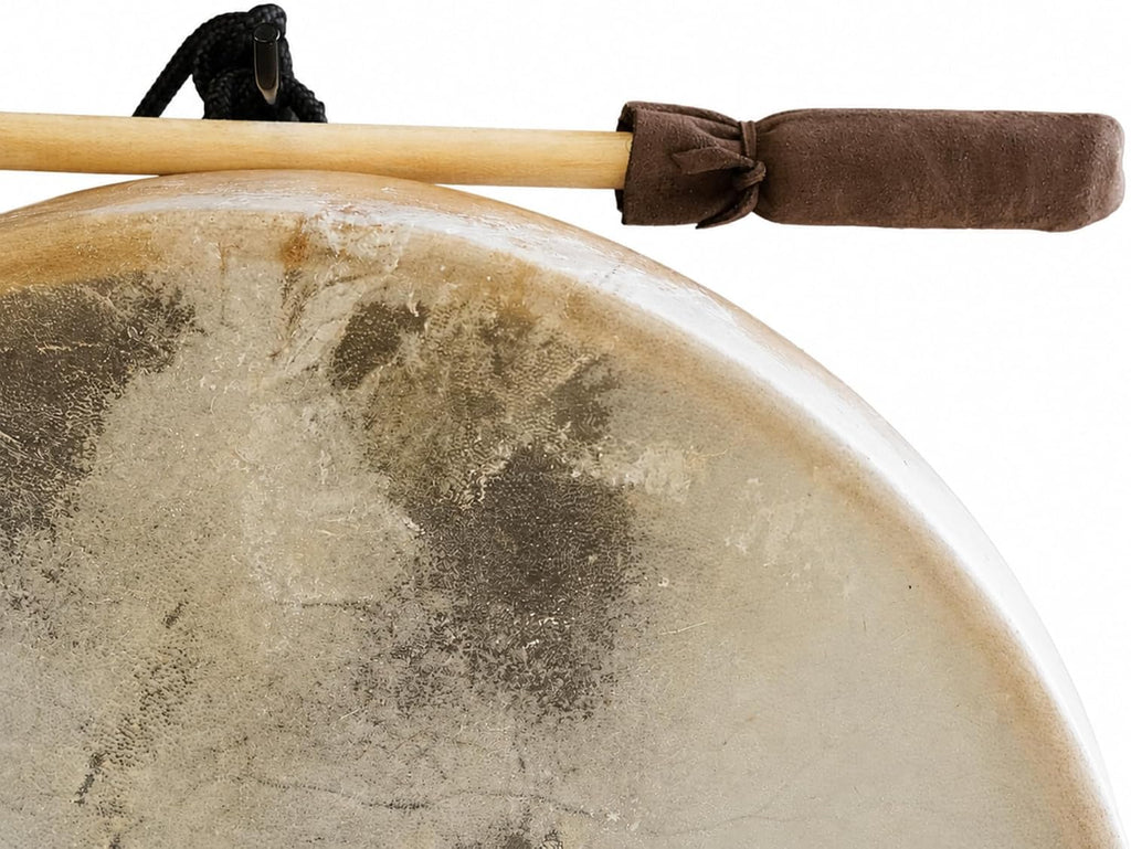 GMP Traditional Frame Drum/Bodhran with Handle, 15' Diameter | Natural Goatskin Head, Comes with Wood and Leather Mallet