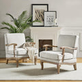 HULALA HOME Mid-Century Modern Accent Chair Set of 2, Upholstered Living Room Lounge Chair, Comfy Armchair with Solid Wood Legs & Removable Cushion, Bedroom Lounge Room Sofa Chair (Ivory)
