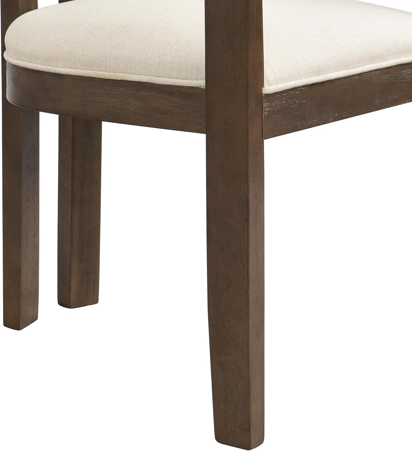 Christopher Knight Home Falcon Fabric Upholstered Dining Chairs Set of 2, Modern Wooden Dining Armchair, Curved Backrest Kitchen Side Chair, Living Room Accent Chair for Extra Seat, Walnut+Beige
