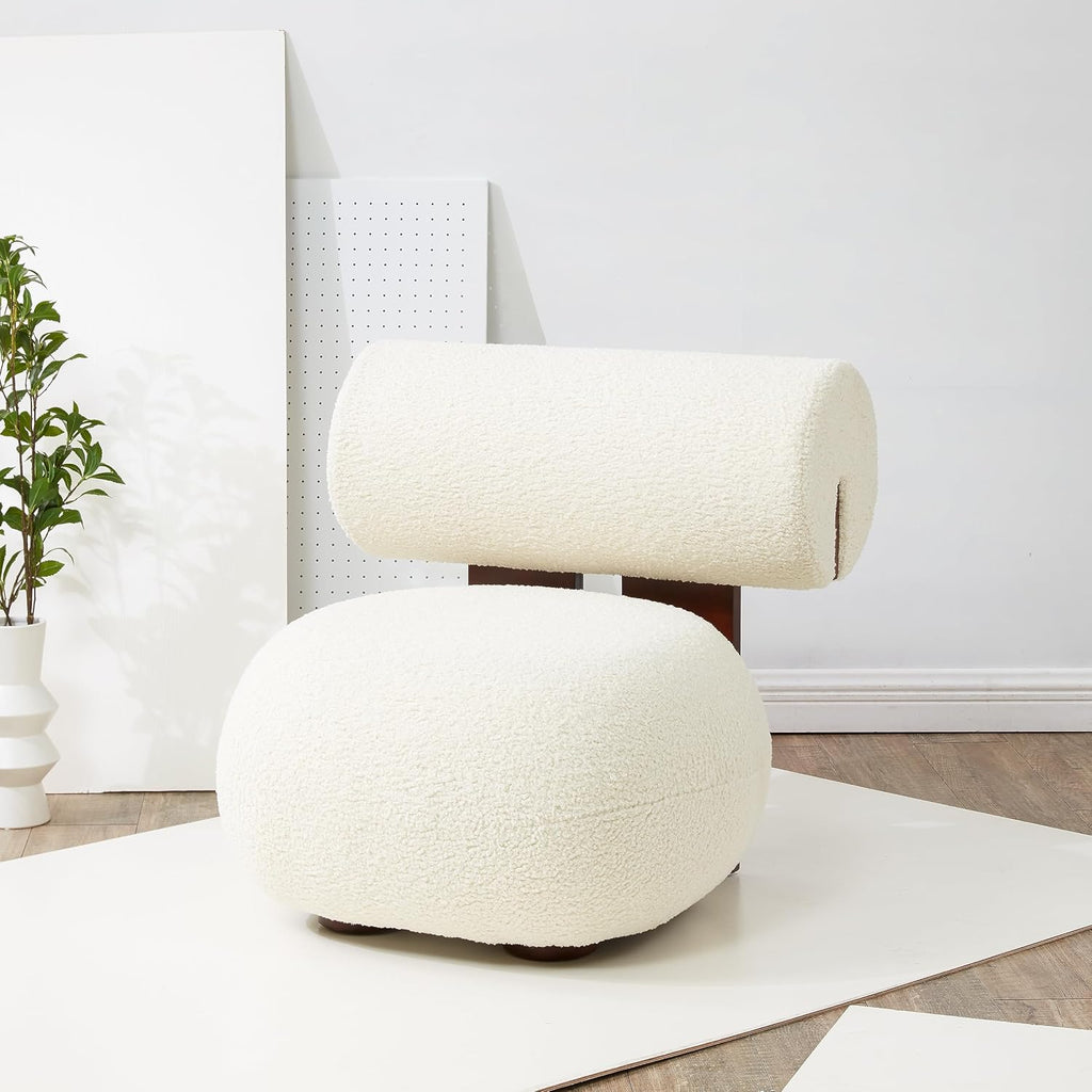 SAFAVIEH Couture Collection Kamaria Modern Ivory/Dark Brown Faux Shearling Accent Chair