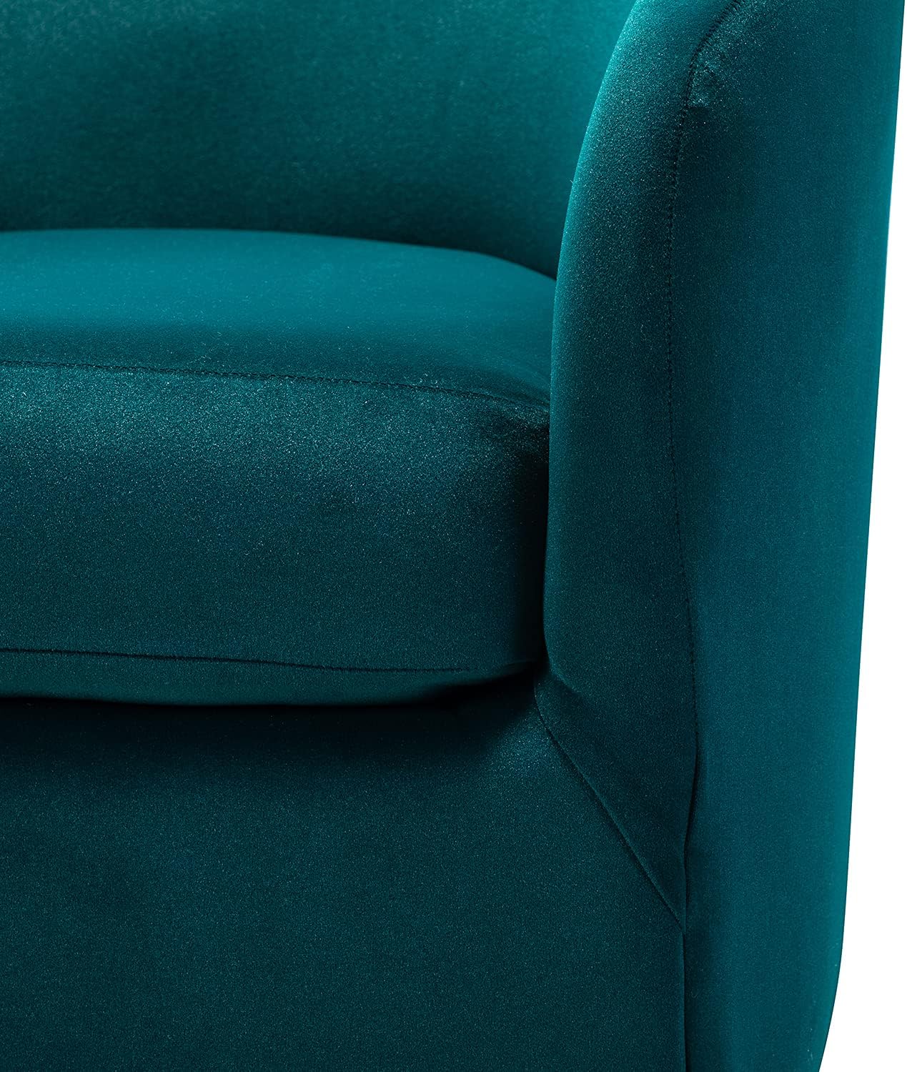 HULALA HOME Swivel Accent Chair with Gold Metal Base, Contemporary Velvet Curved Swivel Barrel Chair, Upholstered Club Armchair, Leisure Single Sofa for Living Room, Nursery, Bedroom(Teal)