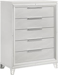 Coaster Home Furnishings Marmore Contemporary Wood 5-Drawer Bedroom Chest of Drawers Chiffonier Clothing Storage Cabinet Bedroom Armoire Tall Dresser Organizer Unit White 224965