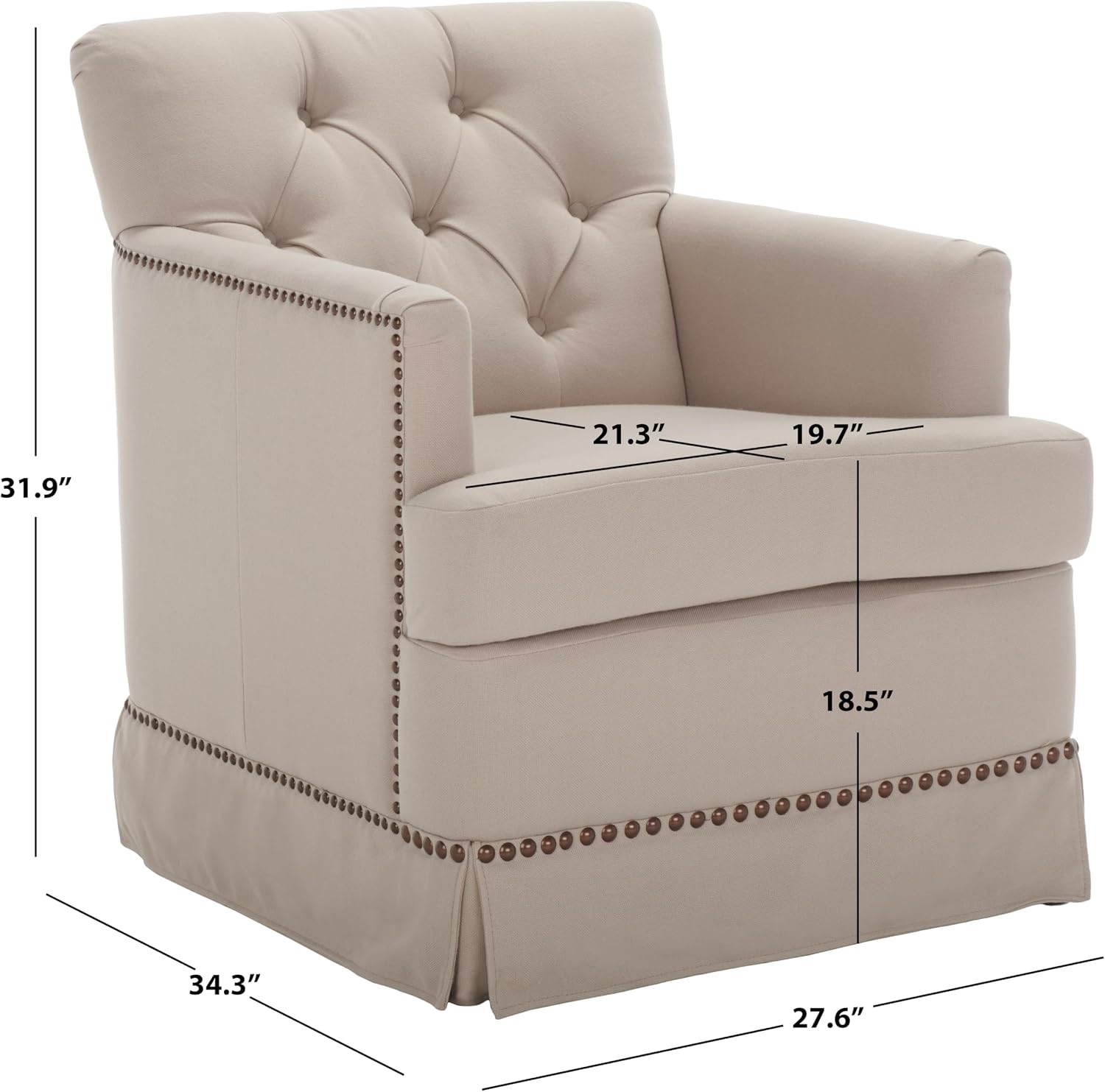 SAFAVIEH Mercer Collection Millicent Taupe Swivel Accent Chair, Standard