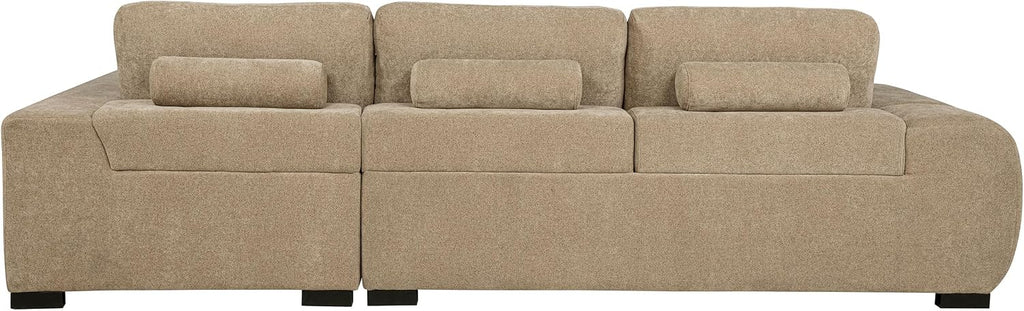 Coaster Home Furnishings - Octavia - Fabric - Upholstered Sectional Sofa with Chaise, Grid Tufting and Accent Pillows - Living Room - Camel - 509961