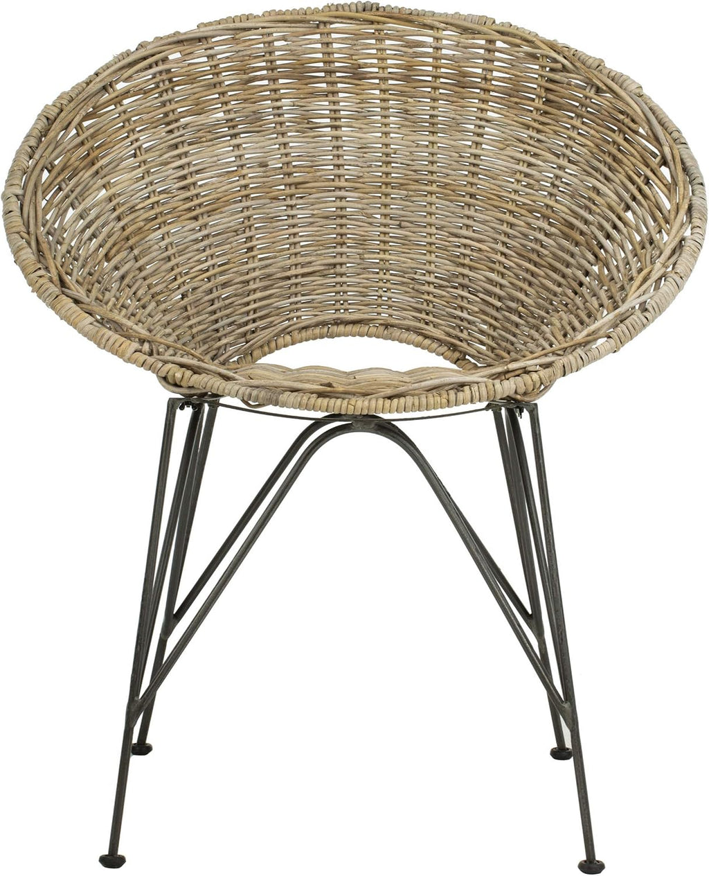Safavieh Home Sierra Coastal Grey Wash Rattan and Dark Steel Round Accent Chair