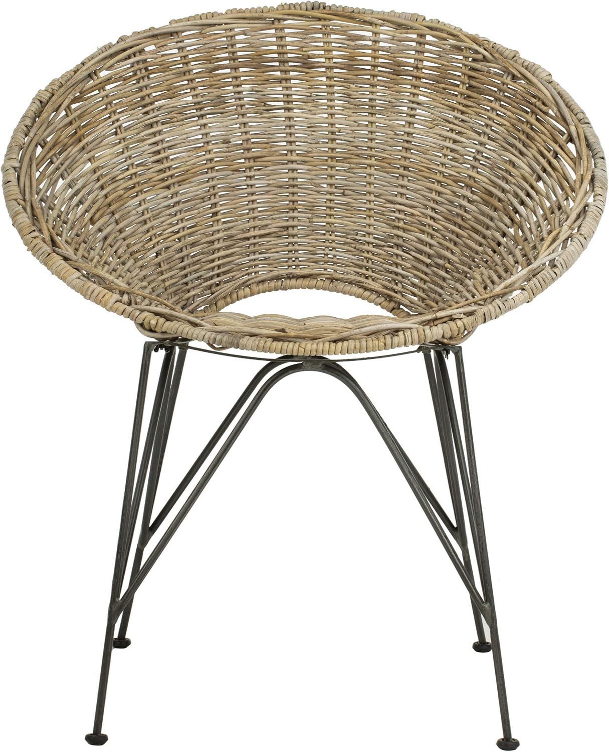 Safavieh Home Sierra Coastal Grey Wash Rattan and Dark Steel Round Accent Chair