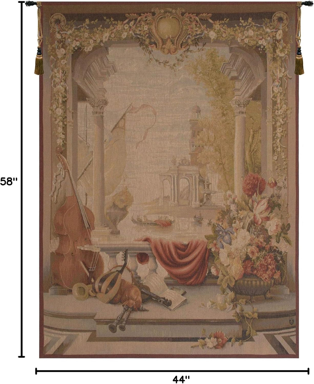 Charlotte Home Furnishings Inc. Port De Toscane French Tapestry Wall Hanging, 78 X 58 Inch, Viscose Cotton And Polyester Blend Wall Art, Woven In France, Perfect For Home Decor And Wall Decor
