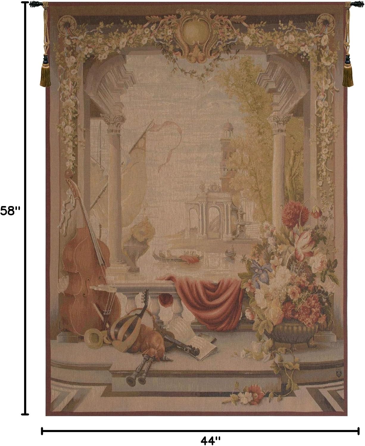 Charlotte Home Furnishings Inc. Port De Toscane French Tapestry Wall Hanging, 78 X 58 Inch, Viscose Cotton And Polyester Blend Wall Art, Woven In France, Perfect For Home Decor And Wall Decor