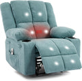 Manual Recliner Chair with Heating & Massage,Ergonomic Overstuffed Breathable Fabric Reclining Chair with Side Pockets,Q235 Steel Frame Lazy Boy Recliner Single Sofa for Living Room Bedroom