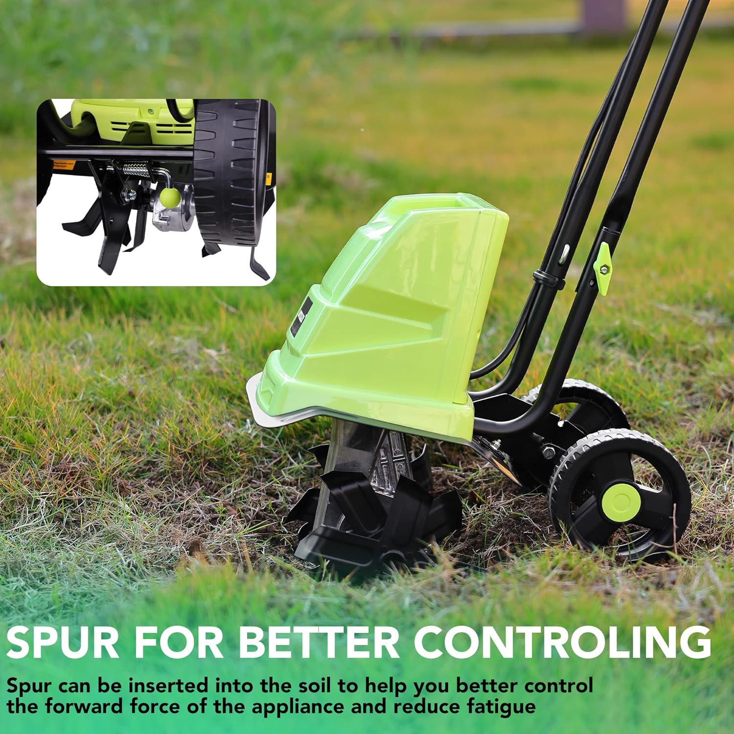 15AMP Electric Corded Garden Tiller Cultivator 12INCH Power Rototiller for Gardening with Adjustable Wheels