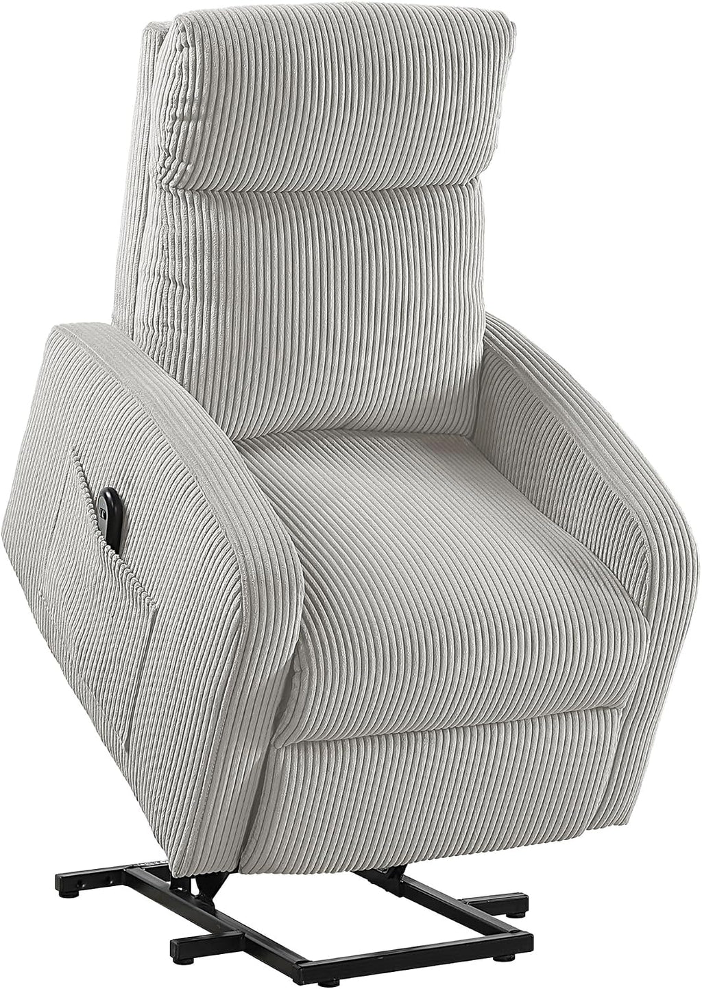 Lexicon Power Lift Recliner Chair for Elderly with Remote Control, Gentle Lift Motion, Side Pocket Armrest, Corduroy Upholstered Electric Recliner for Living Room/Bedroom, Easy Assembly, Light Gray