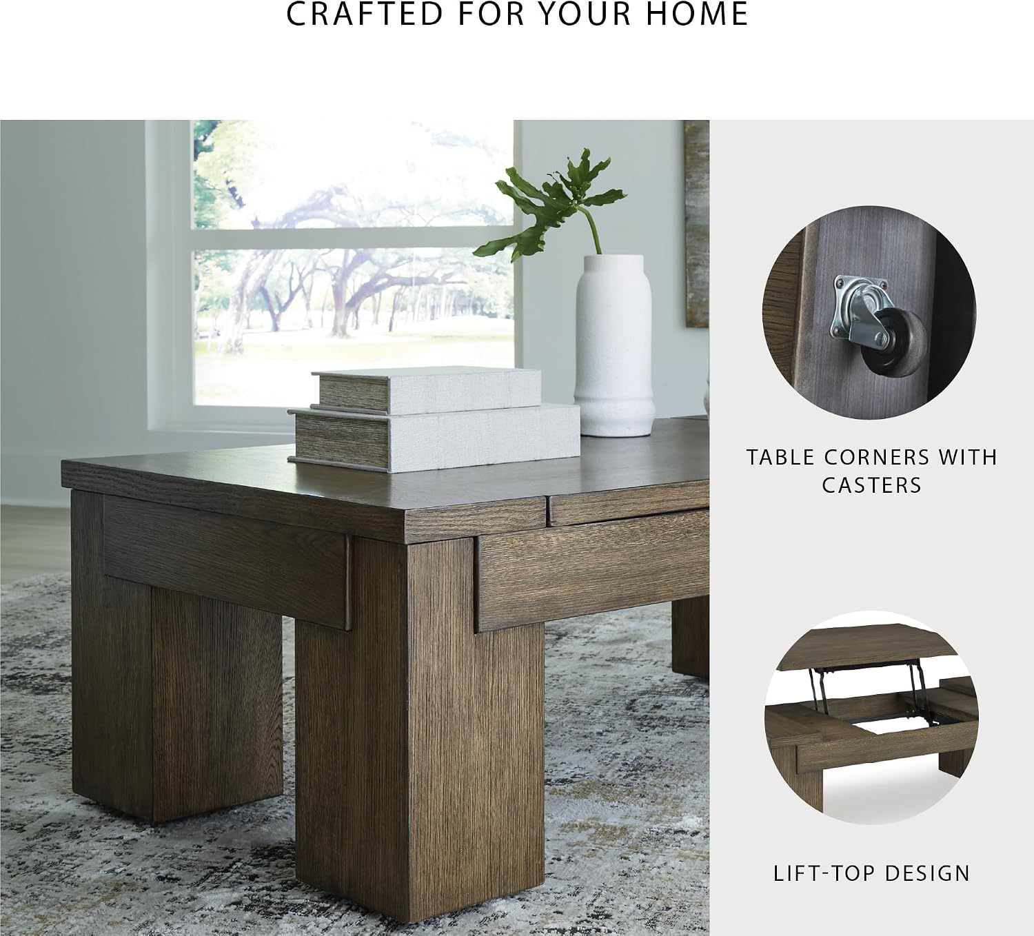 Signature Design by Ashley Rosswain Contemporary Lift-Top Coffee Table, Dark Brown