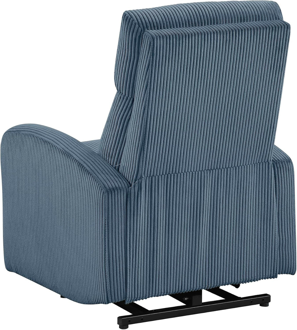 Lexicon Power Lift Recliner Chair for Elderly with Remote Control, Gentle Lift Motion, Side Pocket Armrest, Corduroy Upholstered Electric Recliner for Living Room/Bedroom, Easy Assembly, Midnight Blue