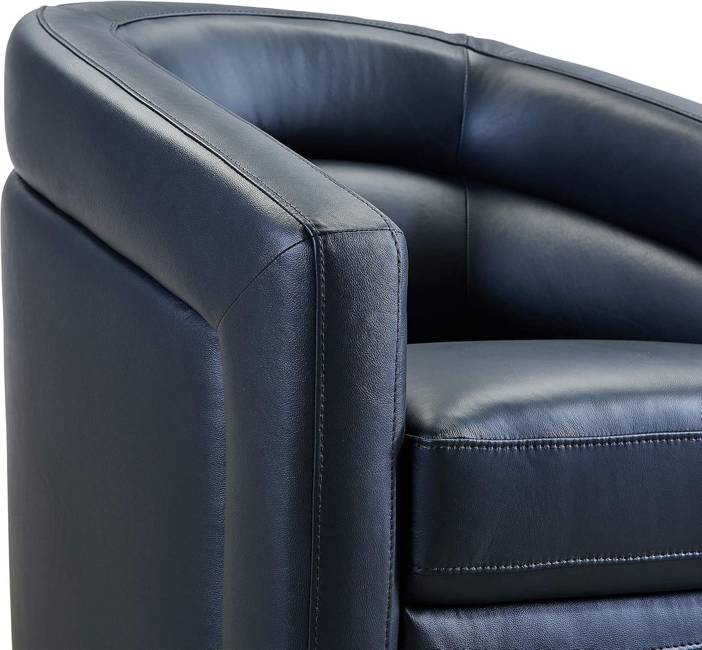 Armen Living Desi Contemporary Leather Swivel Living Room Accent Chair, 32' Wide, Black