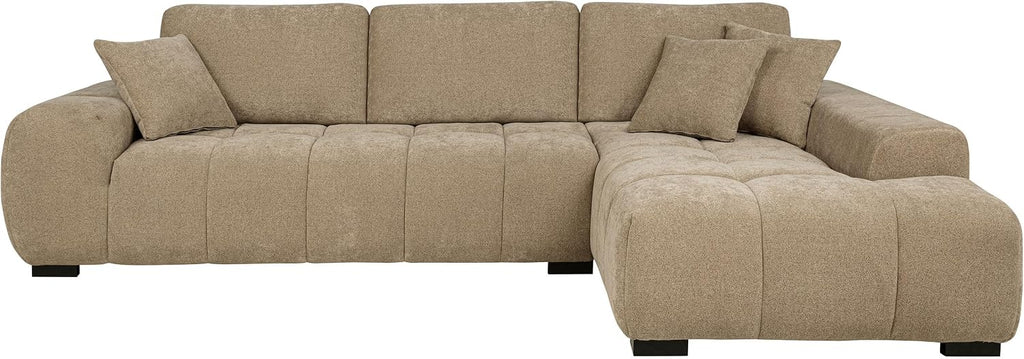 Coaster Home Furnishings - Octavia - Fabric - Upholstered Sectional Sofa with Chaise, Grid Tufting and Accent Pillows - Living Room - Camel - 509961