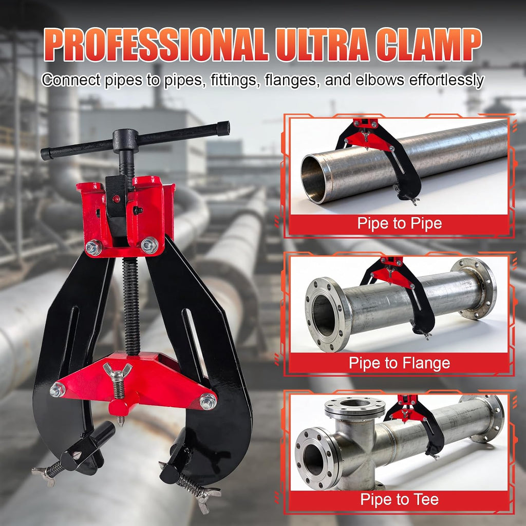 8'-16' Heavy Duty Pipe Alignment Clamp, Professional Quick Release T-Handle for Welding & Fittin