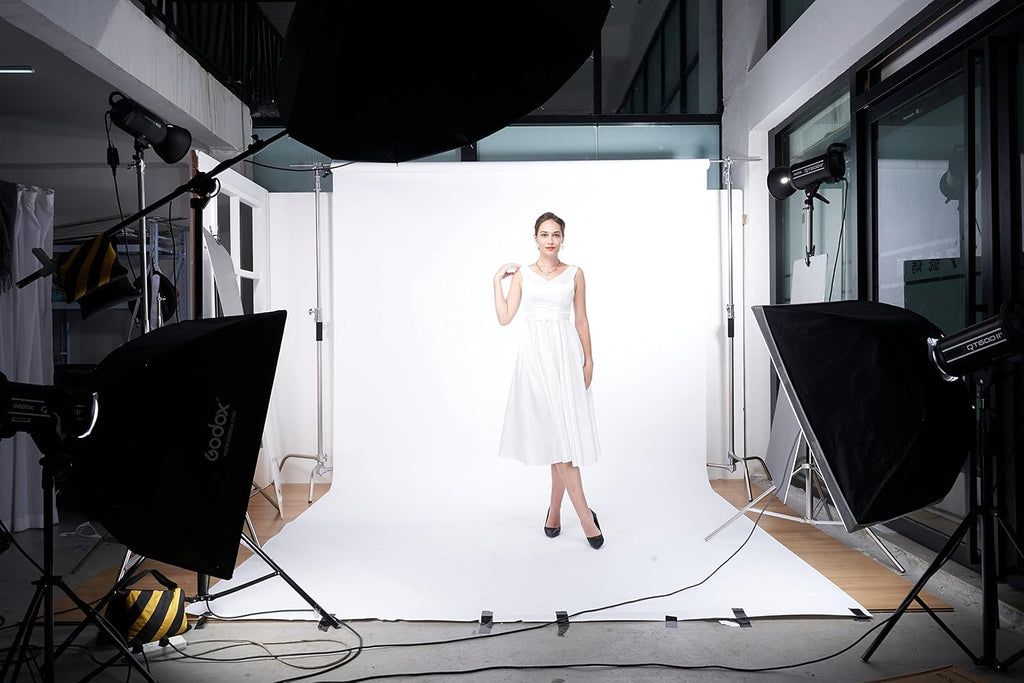 Yizhily Seamless Photo Photography Background Paper Backdrop for Photoshoot, Videos, YouTube, Livestream, 107' x36', Arctic White