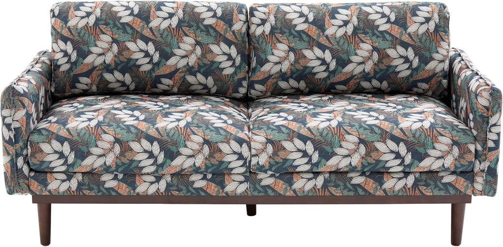 Christopher Knight Home Brena Modern Chenille Upholstered Loveseat Sofa, Wooden 2 Seater Sofa Couch with Deep Seat, Comfy Cloud Couch for Living Room, Bedroom, Home Office, Green+White