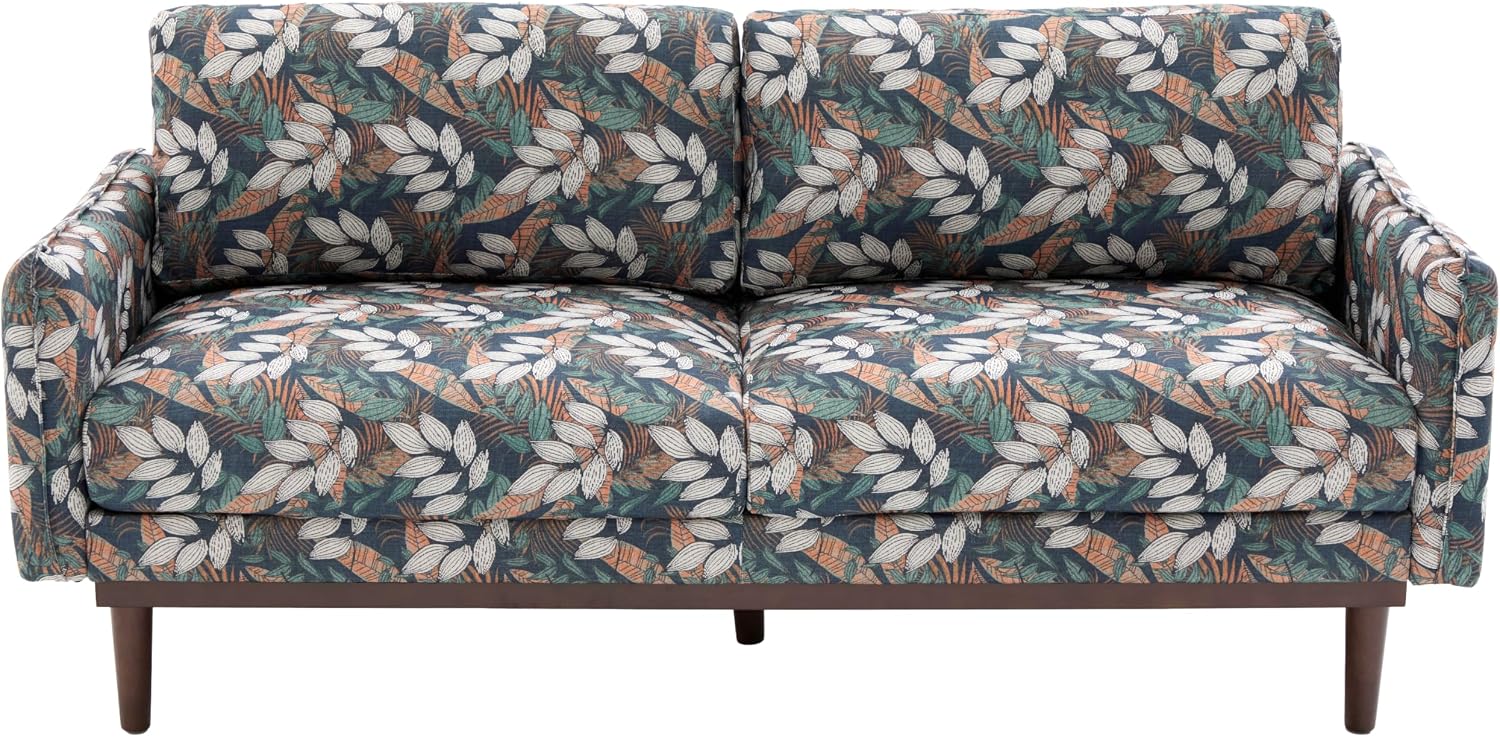 Christopher Knight Home Brena Modern Chenille Upholstered Loveseat Sofa, Wooden 2 Seater Sofa Couch with Deep Seat, Comfy Cloud Couch for Living Room, Bedroom, Home Office, Green+White