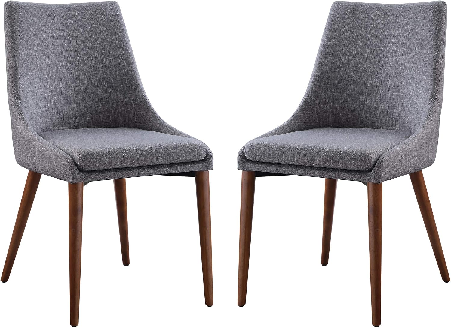 OSP Home Furnishings Palmer Mid-Century Modern Dining Accent Chair 2-Pack, Dove