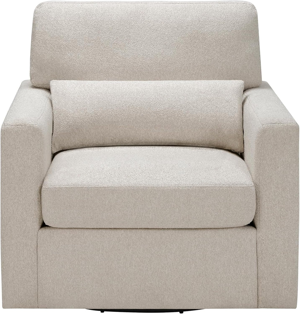 Lexicon Swivel Accent Chair, Modern Armchair, Boucle Single Sofa Chair with Lumbar Pillow for Living Room, Home Theater Seating, Bedroom, Easy Assembly, Beige