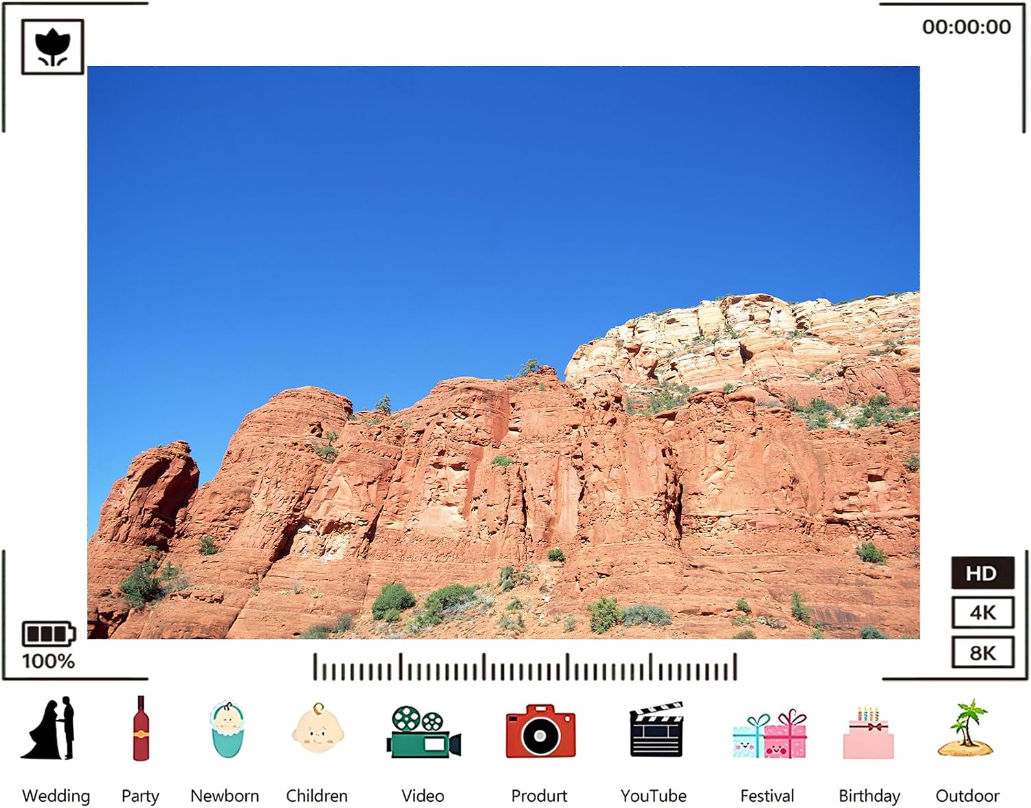 Trykid 20x10ft Red Rock Canyon Backdrop Desert Landscape Blue Sky Wild West Photography Background Product Video Recording Hiking Camping Party Decoration Tapestry Prop Fabric
