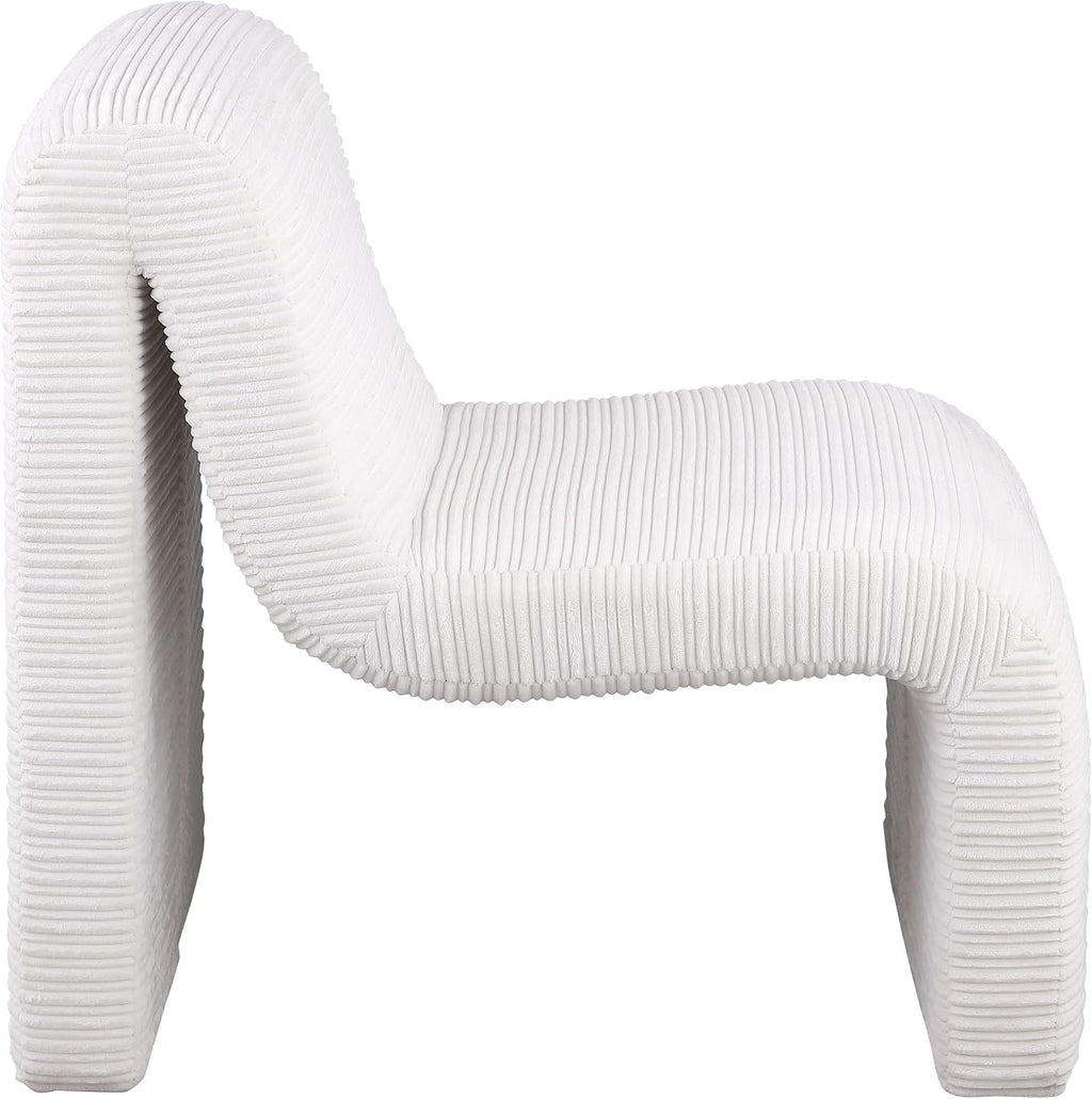 Coaster Home Furnishings - Drayton - Wood and Metal - Upholstered Armless Accent Chair with Sinuous Curves, Ribbed Detailing and Foam Padding - Living Room - Ivory - 907525
