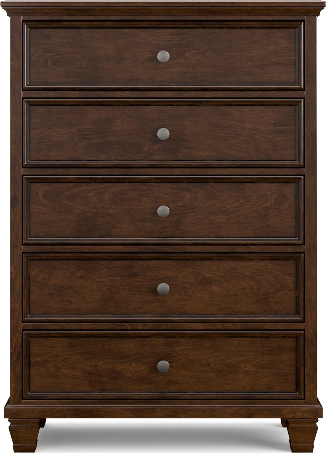 Signature Design by Ashley Danabrin Traditional 5 Drawer Chest for Bedroom, Dark Brown