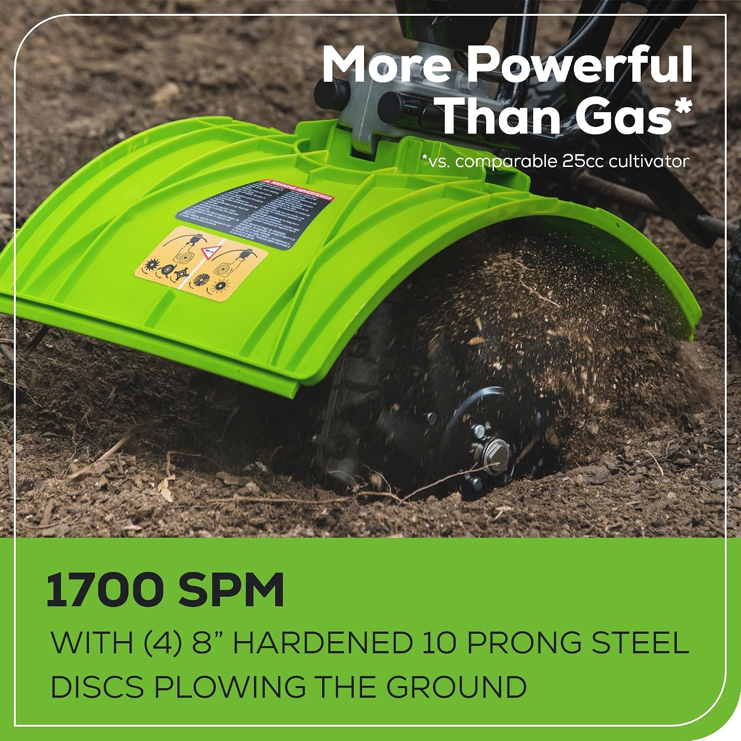 Greenworks 60V 8' Cordless Cultivator/Tiller + 4.0Ah Battery and Charger