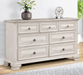 Roundhill Furniture Renova Distressed Parchment 7-Drawer Dresser