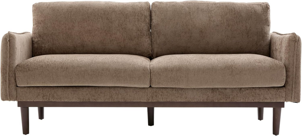 Christopher Knight Home Brena Modern Fabric Upholstered Loveseat Sofa, Wooden 2 Seater Sofa Couch with Deep Seat, Comfy Cloud Couch for Living Room, Bedroom, Home Office, Brown