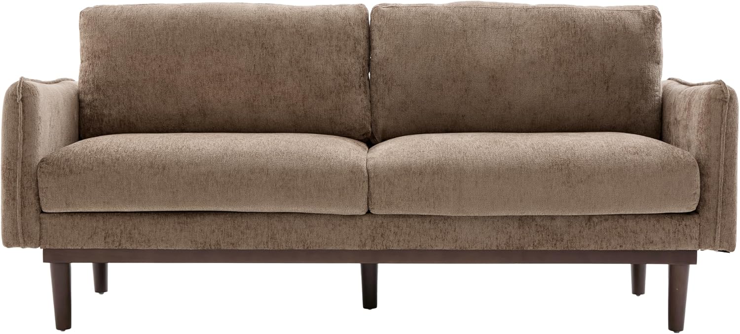 Christopher Knight Home Brena Modern Fabric Upholstered Loveseat Sofa, Wooden 2 Seater Sofa Couch with Deep Seat, Comfy Cloud Couch for Living Room, Bedroom, Home Office, Brown