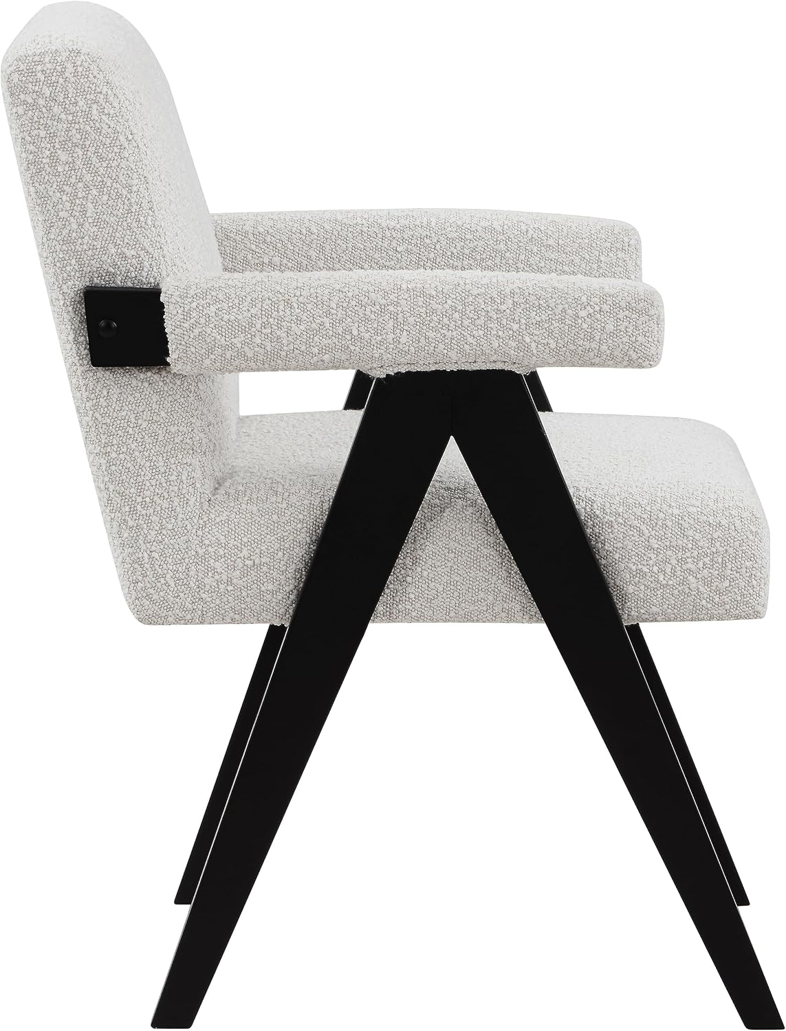 Meridian Furniture 481Cream Woodloch Collection Mid-Century Modern Boucle Fabric Upholstered Accent Chair with Rich Cream Boucle Fabric, Black Finish Solid Wood, 24.5' W x 23.5' D x 32' H, Cream