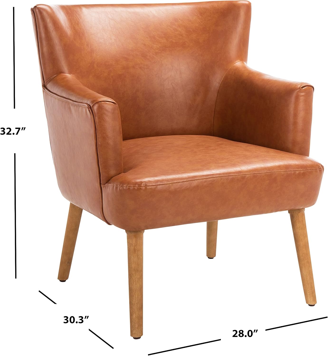 SAFAVIEH Home Collection Delfino Cognac Faux Leather/Natural Accent Chair